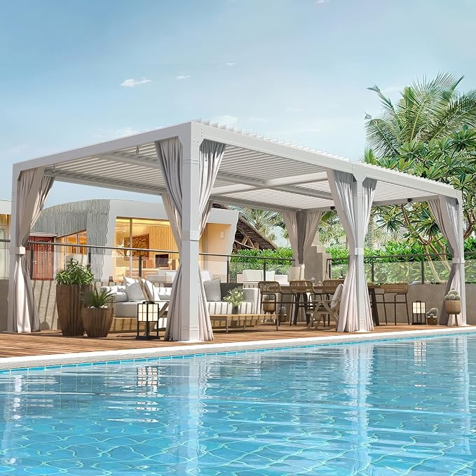 EROMMY Louvered Pergola 10' x 20' Outdoor Hard Top Pergola by EROMMY