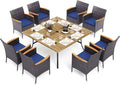 PHI VILLA 9 Pieces Patio Square Dining Set by PHIVILLAThepioneerofcomfortablehouseholdsupplies