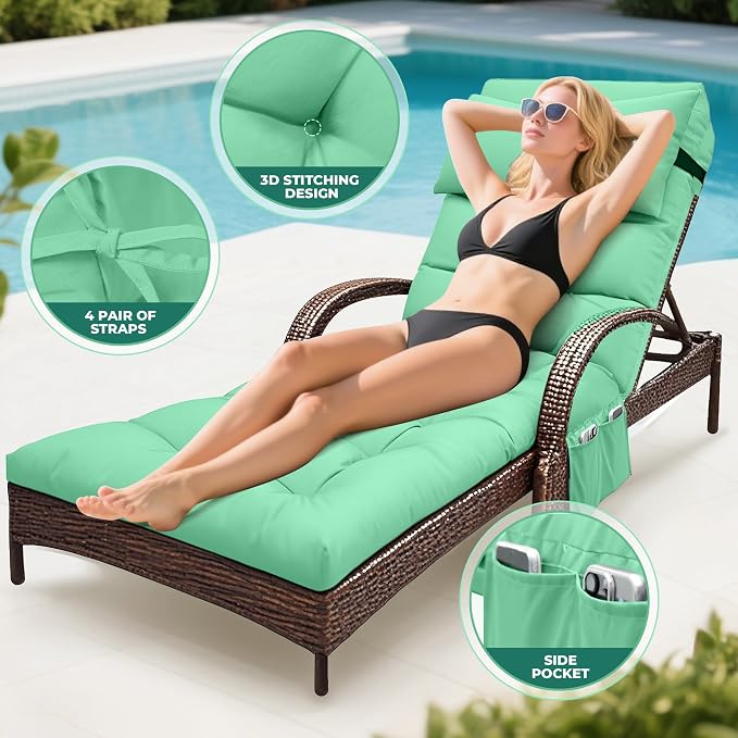 Outdoor Chaise Lounge Cushion, Waterproof Lounge Chair Cushion - Image 4