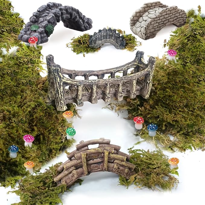 Miniature Bridge, Miniature Garden Accessories Set, DIY Landscape Bridge by OrgMemory