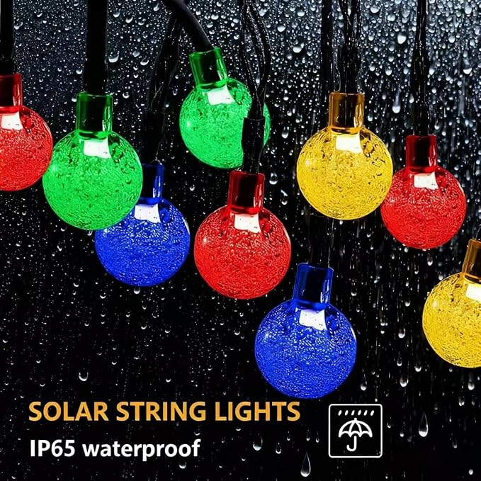 Solar String Lights Outdoor Waterproof IP65 9.3 Feet 20 LED 8 Modes Crystal - Image 4