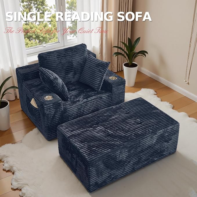 CHORRO67 Chaise Lounge Chair Indoor, Oversized Boneless Single Sleeeper Couch - Image 3