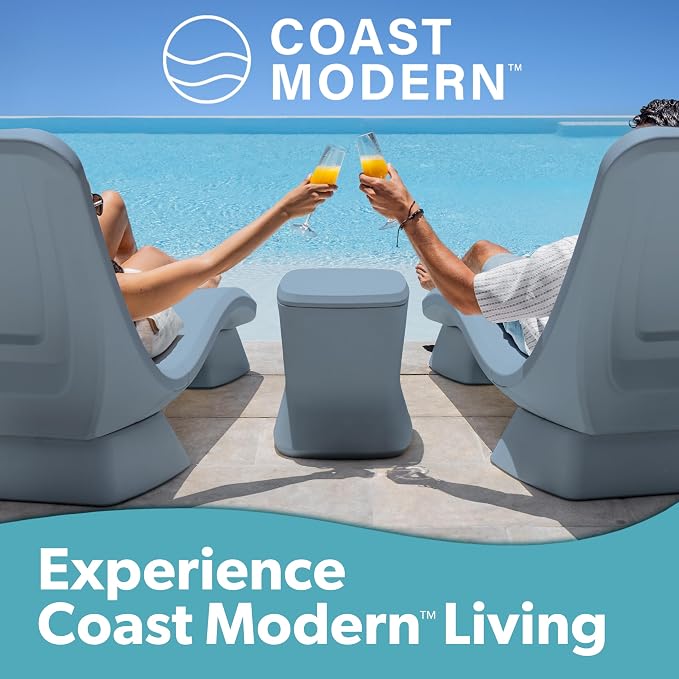 Coast Modern Outdoor Side Table Cooler- 2 in 1 Patio Decor Storage Table & Ice - Image 6