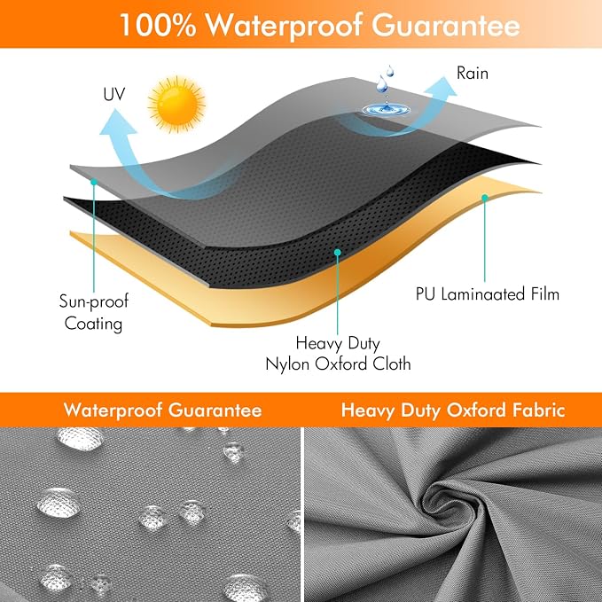 WLEAFJ Patio Chaise Lounge Cover Waterproof, Heavy Duty Outdoor Lounge Chair - Image 4