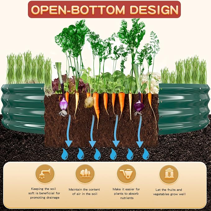 Durable Round Galvanized Steel Raised Garden Bed - Image 2
