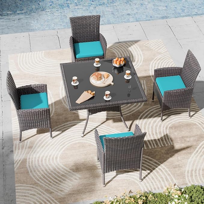Kullavik 5-Piece Outdoor Dining Set Patio Rattan Furniture Set, Patio Dining - Image 7