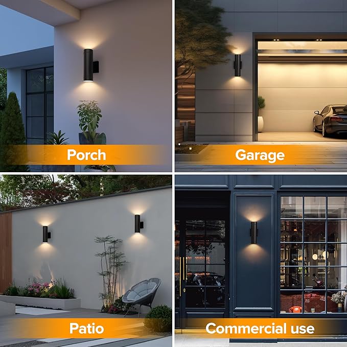 LUTEC Dusk to Dawn Outdoor Wall Lights, 16W Integrated LED Cylinder Up-Down - Image 7