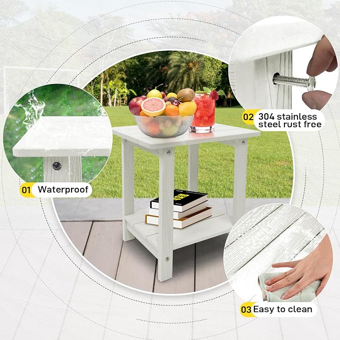 Melucivi Weather Resistant Outdoor Side Table, Double Small Adirondack Side - Image 5