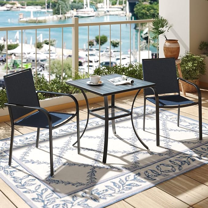 3-Piece Outdoor Dining Set, Small Metal Bistro Table - Image 2