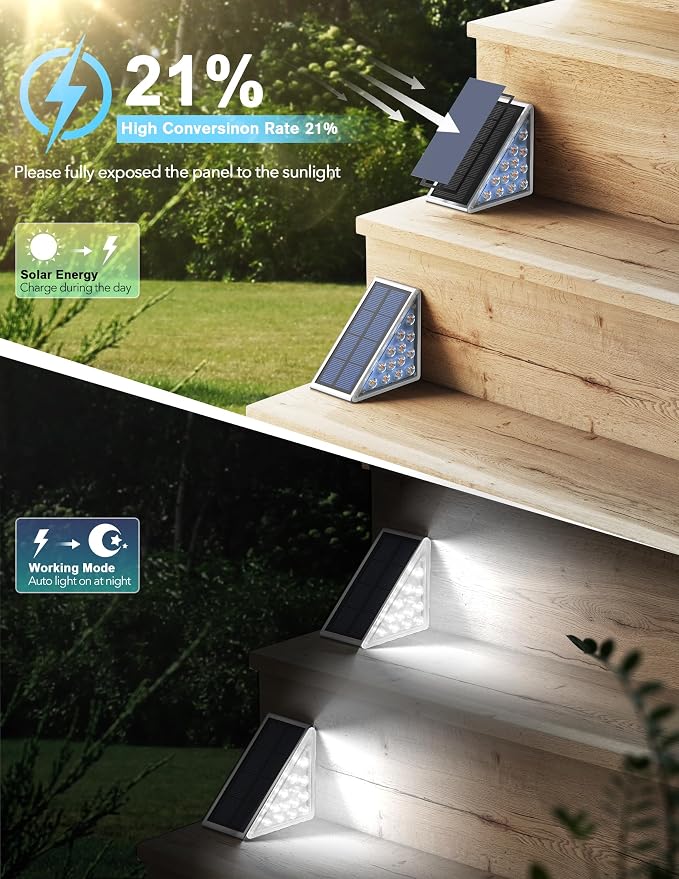 LED Solar Step Lights Waterproof Outdoor Stair Lights, Solar Deck Light Outdoor - Image 3