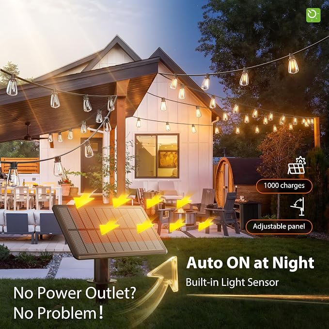 KYY 54FT Solar String Lights Outdoor Waterproof - Image 2