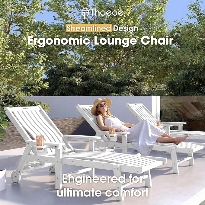 Patio Chaise Lounge Chair Set of 2, Oversized Lounge Chair Outdoor - Image 3
