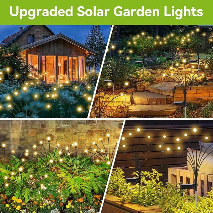 Solar Garden Lights Outdoor Waterproof, 2 Pack 16 LED Swaying Light Firefly - Image 6