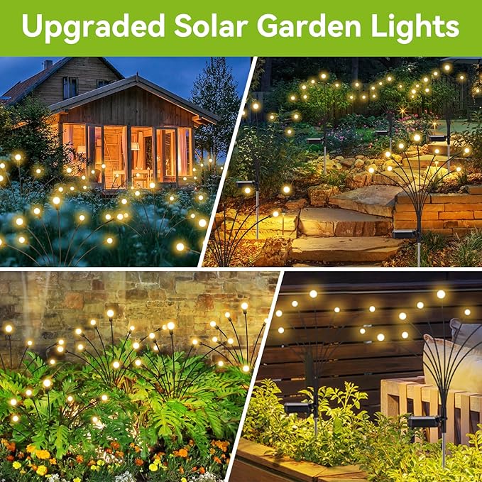 Solar Garden Lights Outdoor Waterproof, 4 Pack 32 LED Swaying Light Firefly - Image 6