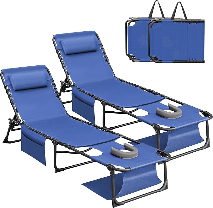 Devoko Beach Lounge Chair, Outdoor Sun Tanning Chair - Image 7