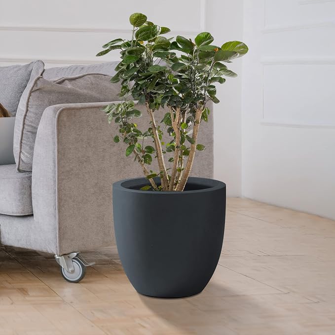 Kante 10 Inch Dia Round Concrete Planter, Indoor Outdoor Large Plant Pot - Image 5