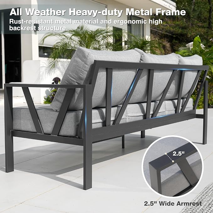 Outdoor Patio Furniture Set, 4 Pieces Metal Patio Furniture Set - Image 3