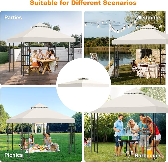 10x10 Canopy Replacement Top Cover Canopy Top Replacement Double Layer Vented - Image 8