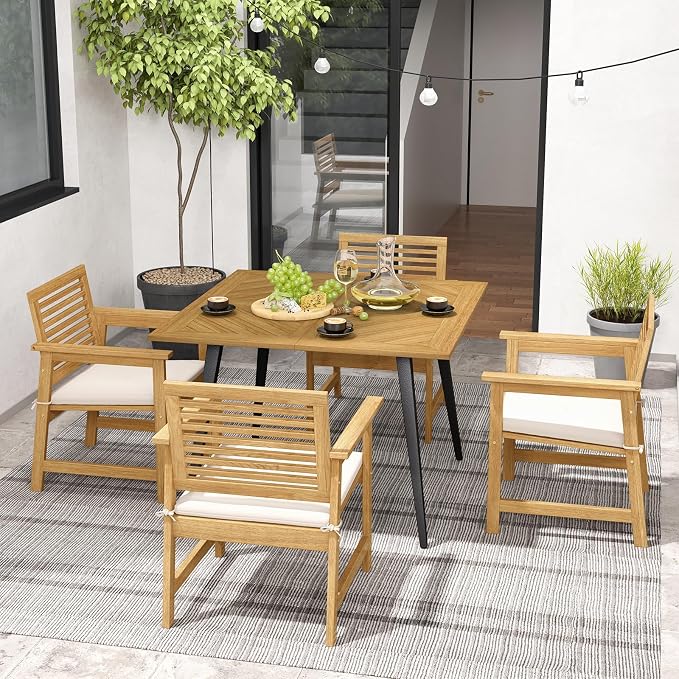 Tangkula 42.5" Acacia Wood Outdoor Dining Table - Image 2