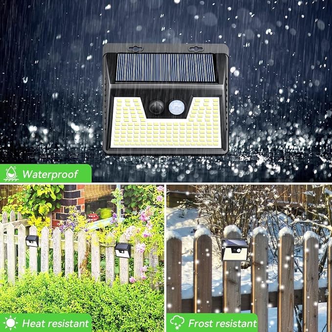 Peasur Solar Lights Outdoor Motion Sensor, 140 LED Solar Powered Fence Light - Image 4
