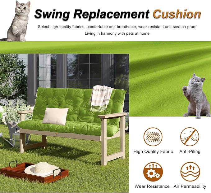 2-3 Seat Swing Replacement Cushion, Outdoor Bench Cushions - Image 2