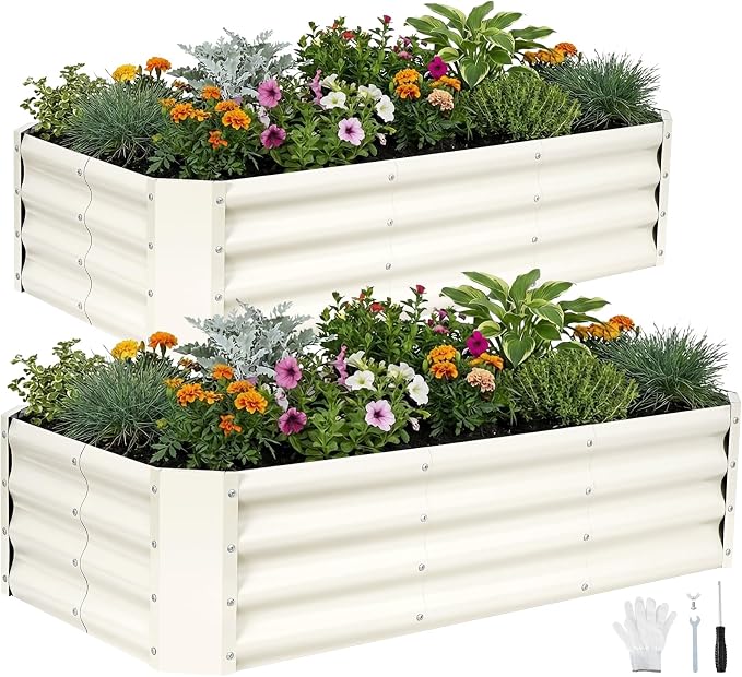 INNO STAGE 2Pcs Galvanized Raised Garden Bed Kit, Rust-Resistant & Easy Assembly by INNOSTAGE