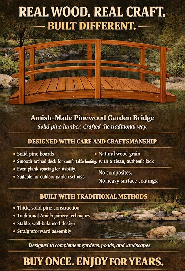 6 FT Cedar Amish Made Garden Bridge - Image 3