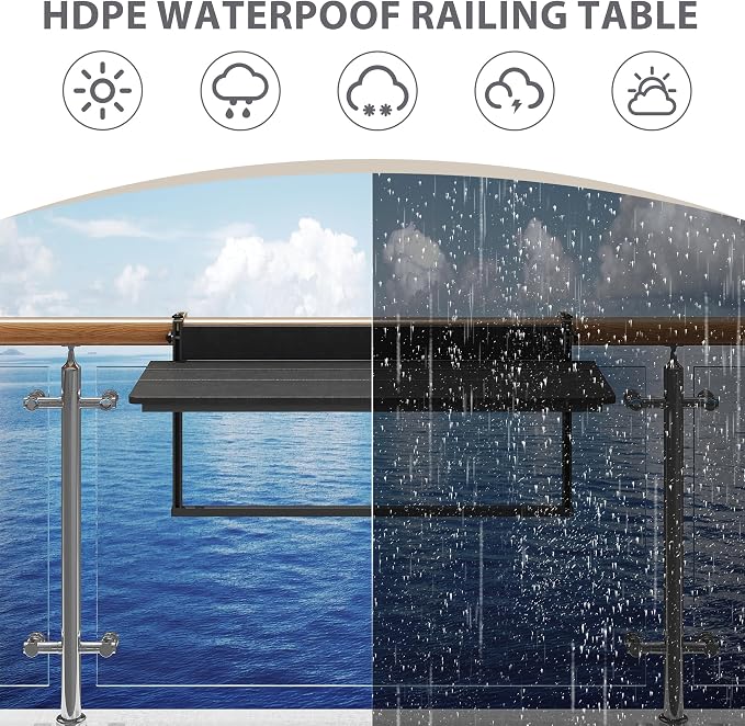Sundale Outdoor 40" Large Folding Balcony Table - Image 5