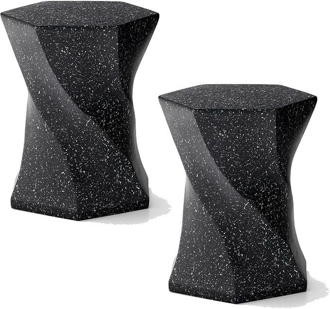 Glitzhome Outdoor Side Table Set of 2, 17.75" H Decorative Garden Stool MGO by Glitzhome