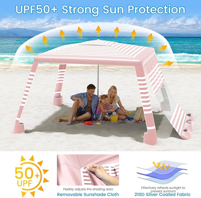 MoKo Beach Cabana, UPF 50+ Protection Easy Setup Beach Tent Sun Shelter - Image 5