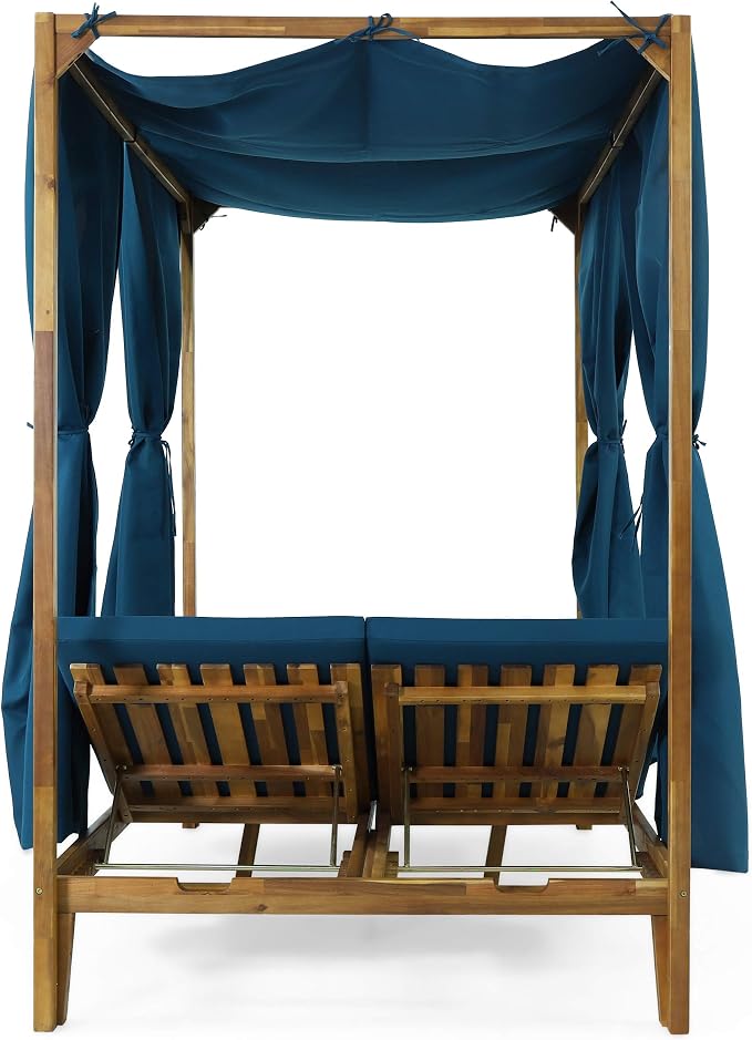 Christopher Knight Home Kinzie Outdoor DAYBED, Teak + Blue - Image 4