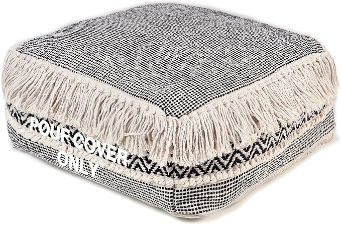 REDEARTH · UNSTUFFED Pouf Ottoman Cover Textured Storage Cube Boho Bean Bag by REDEARTH