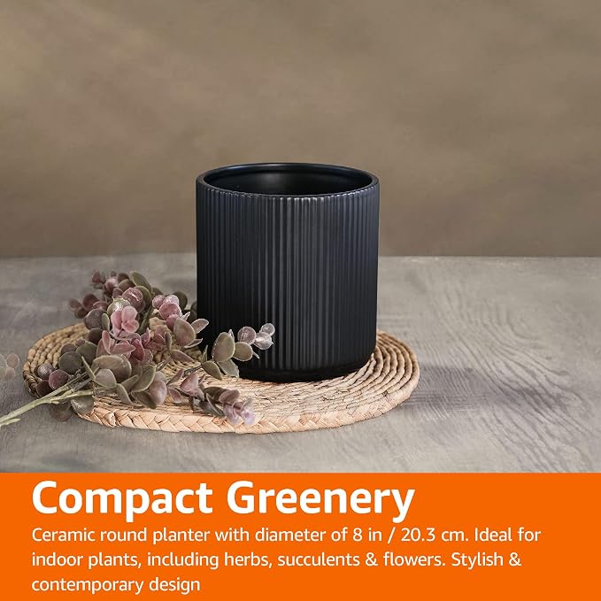 Amazon Basics Fluted Ceramic Round Planter - Image 7