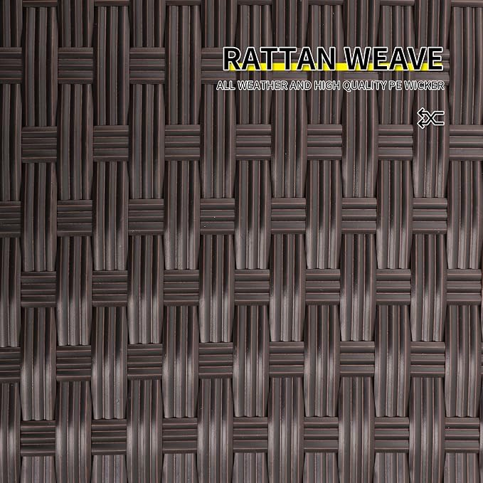 Outdoor Wicker Storage Side Table, Patio Brown PE Rattan End Table - Image 7