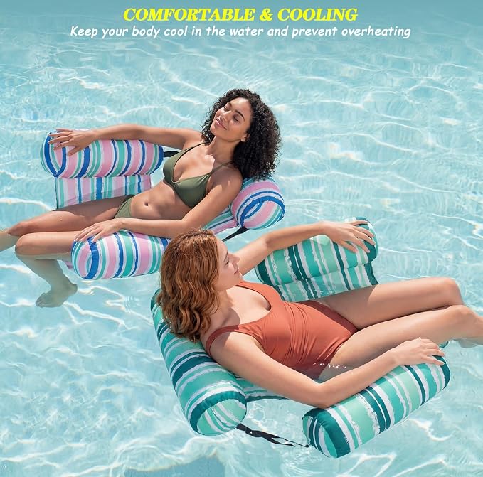 2 Pack Inflatable Pool Float for Adult Adjustable Hammock Float Chair Fabric - Image 4