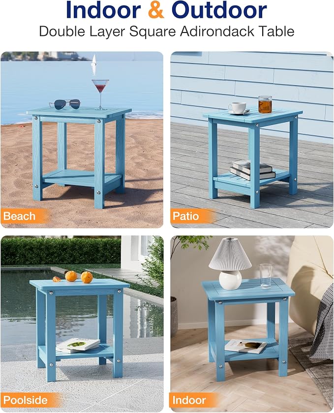 YEFU Outdoor Side Table for Patio: 16" HIPS Weather - Image 7