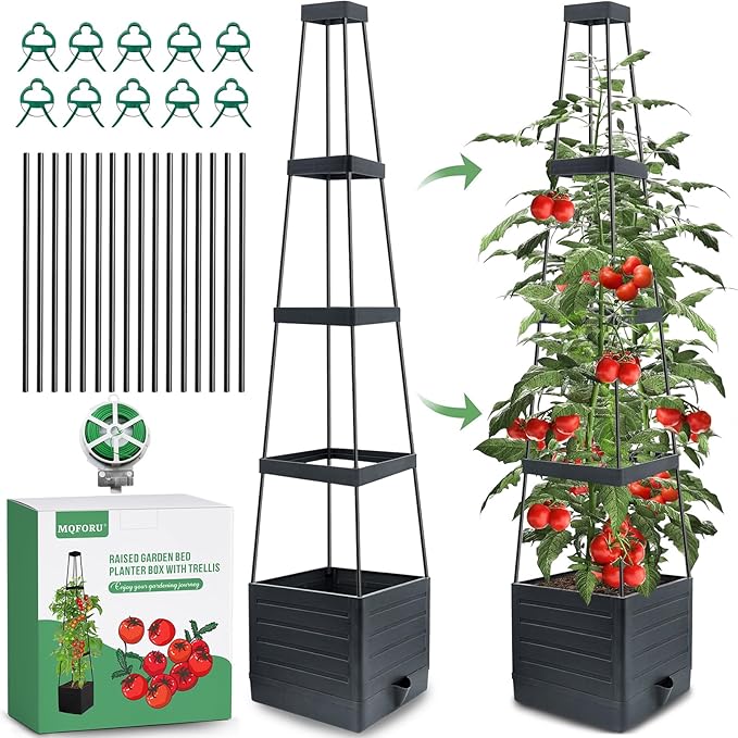 MQFORU Raised Garden Bed, Tomato Cages by MQFORU