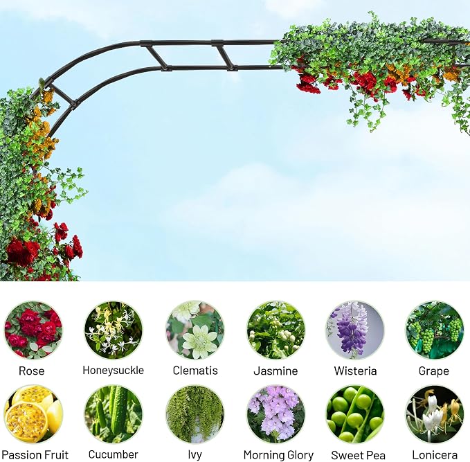 Twira Garden Arch Trellis, 7.9FT Metal Garden Arbor Trellis - Image 5