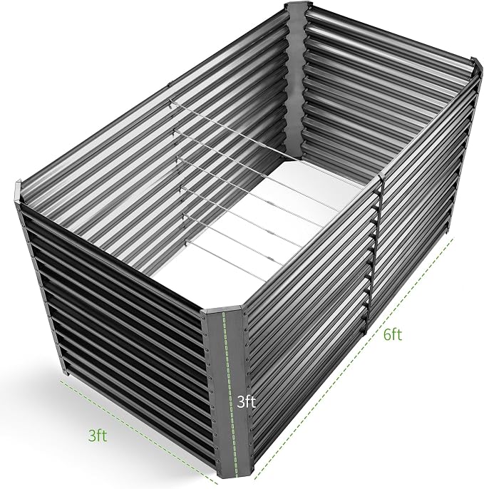 Land Guard 6x3x3ft Rectangular Galvanized Raised Garden Beds, Large-Capacity - Image 2