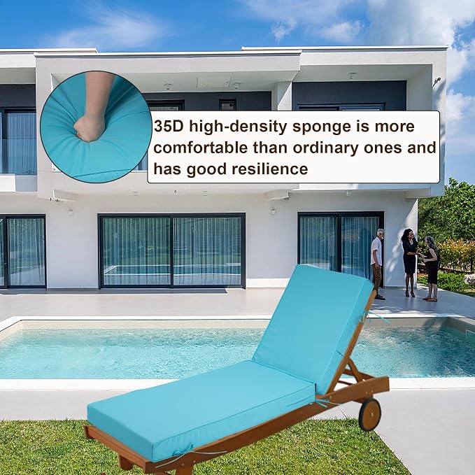 Outdoor Chaise Lounge Cushions, 4 Inch Thick Waterproof Fade Resistant Patio - Image 6