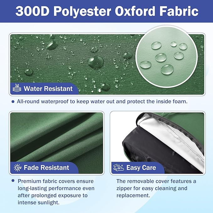 Outdoor Seat Cushion Set, Waterproof & Fade Resistant Patio Chair Cushions - Image 3