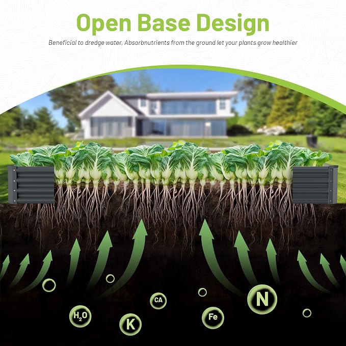 2PCS 8x2x1FT Galvanized Raised Garden Bed, Galvanized Planter Raised Garden - Image 2