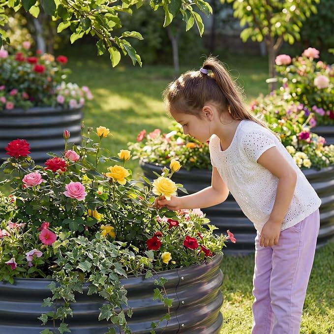 AHEONLAR 3Pack 2x2x1 ft Round Galvanized Raised Garden Bed Kit Round Metal - Image 7