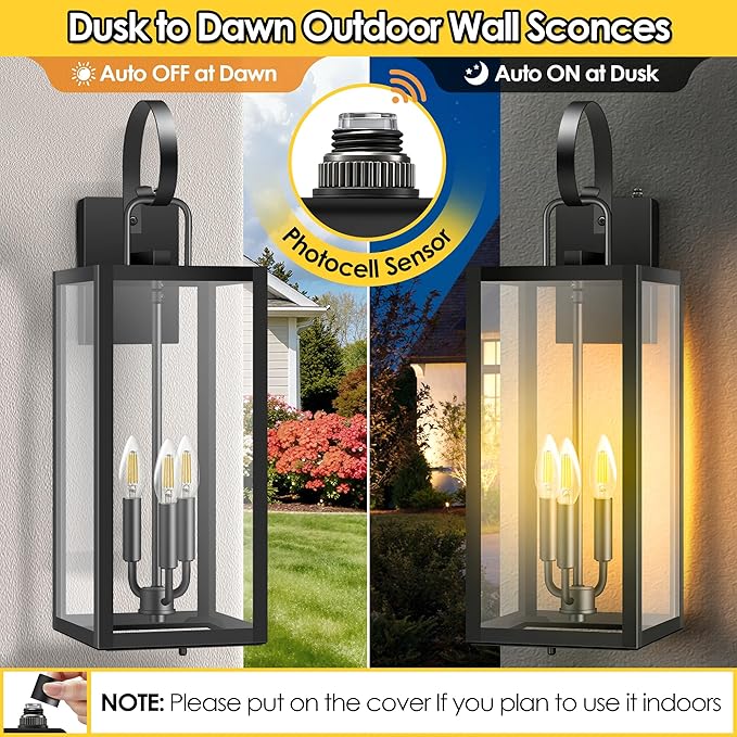 25'' Large Dusk to Dawn Outdoor Wall Light - Image 2