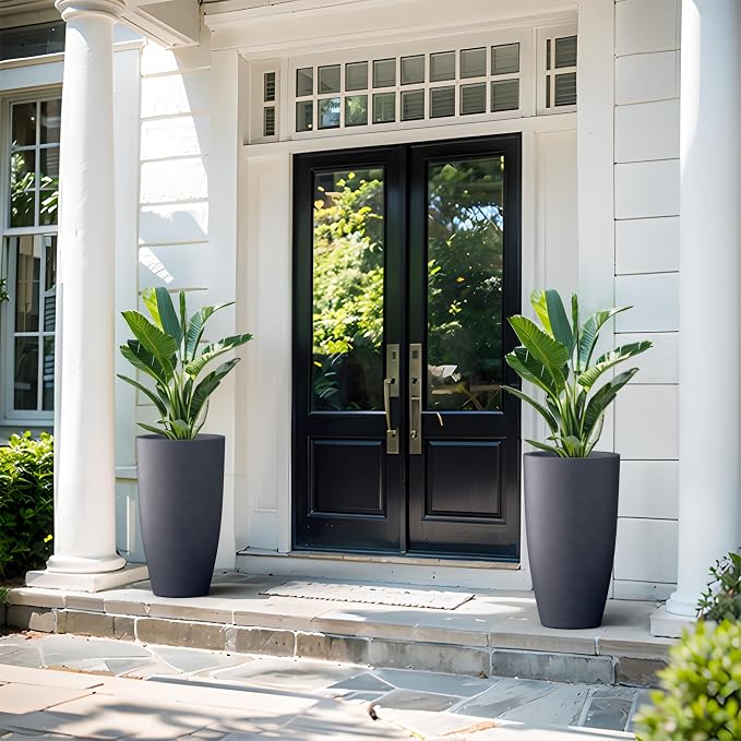 Kante 23.6" H Charcoal Concrete Tall Planters, Large Outdoor Indoor Decorative - Image 5