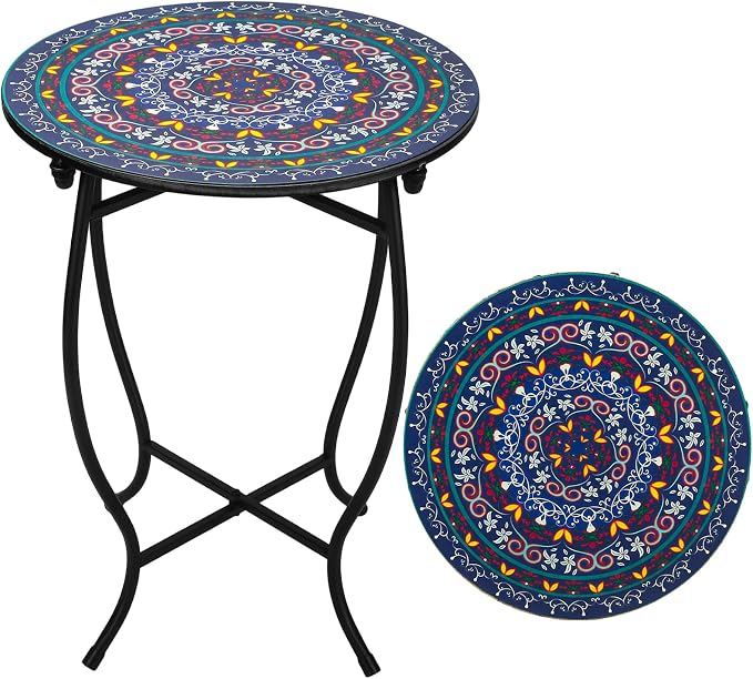 Fashion&cool Small Outdoor Side Table, Weather Resistant Metal Desk End Table by Fashion%26cool