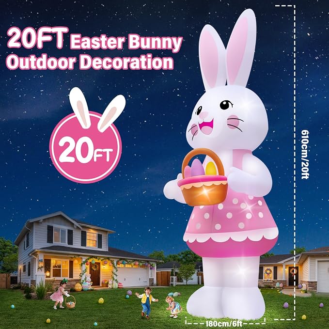 Lanstics 20FT Easter Inflatable Giant Bunny Inflatable - Image 2