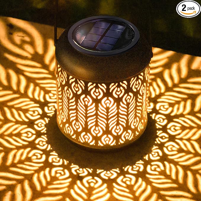 LeiDrail Solar Lantern Outdoor Hanging Lanterns Garden Metal Decorative Light by LeiDrail