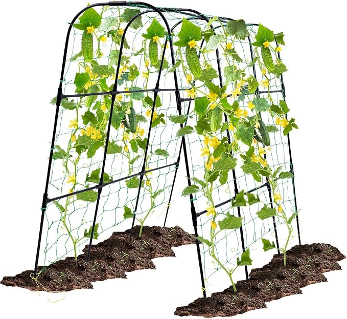 Garden Arch Trellis for Climbing Plants Outdoor, 50x48 inch Cucumber Trellis by OTOSUNNY