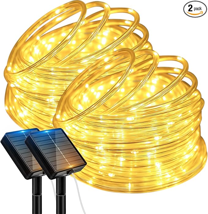 btfarm 2 Pack Solar Rope Lights Outdoor, 120LED 46FT Solar String Lights by btfarmdecorativelighting